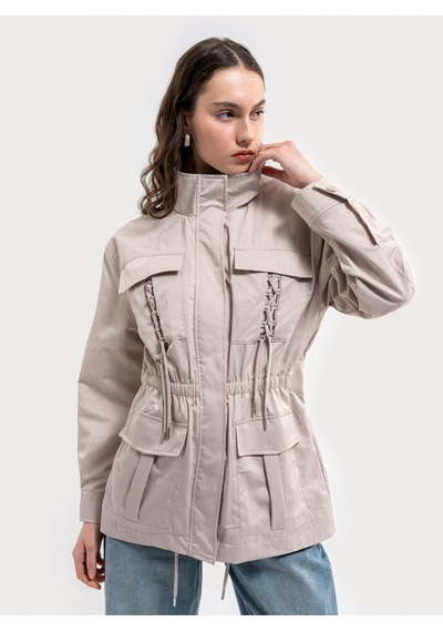 Loose Fit Kadın Yağmurluk Taş