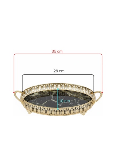 3 Adet Gold Renk Mermer Desen Metal Çerçeveli Cam Nişan-servis Tepsi Seti 28 19 Cm Rosegold