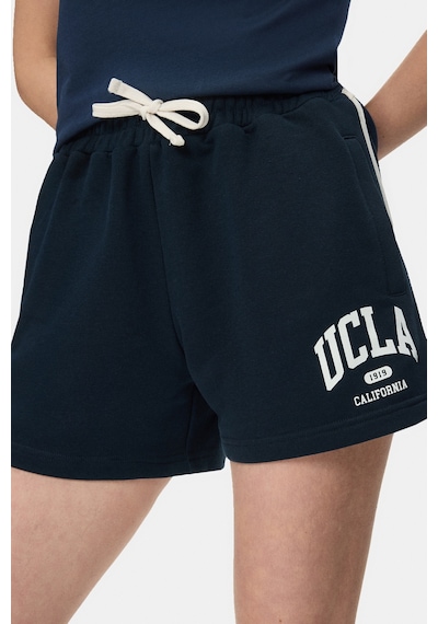 Ucla Lotte Lacivert Baskılı Pamuklu Standard Fit Kadın Örme Şort