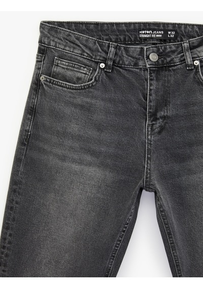 Koton Düz Paça Normal Bel Straight Fit Jean Pantolon - Mark Jean Antrasit 7wam40131nd