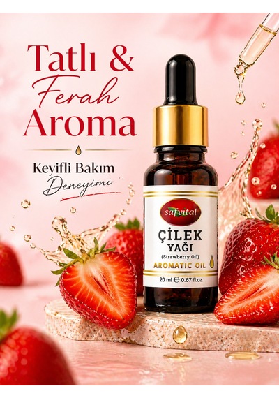 Çilek Yağı 20 Ml Aromatik Bitkisel Yağ Doğal Bakım Yağı Cilt Ve Saç İçin Nem Desteği