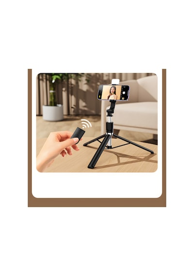 Işıklı Telefon Tripod Bluetooth Kumandalı Video Çekim Selfie Tripod Standı Telefon Tutucu