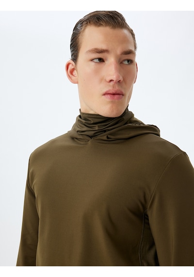 Koton Spor Sweatshirt Kapşonlu Şardonlu Yumuşak Tuşe Uzun Kollu Haki 5wam70055nk Haki