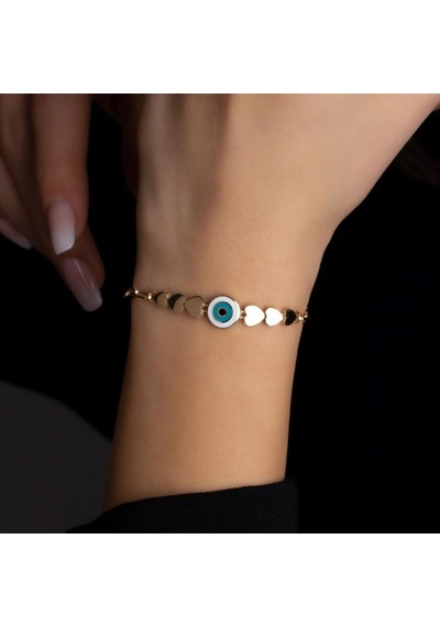 Kalpli Nazar Bileklik BL0044 Sarı Altın
