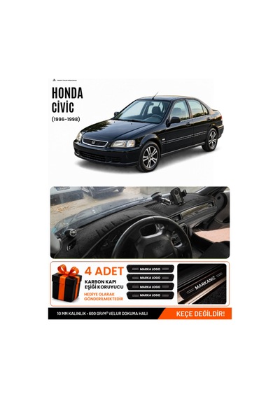 Honda Civic 1996-1998 Uyumlu Torpido Koruma, Torpido Örtüsü, Torpido Kılıfı - Siyah - Ho006