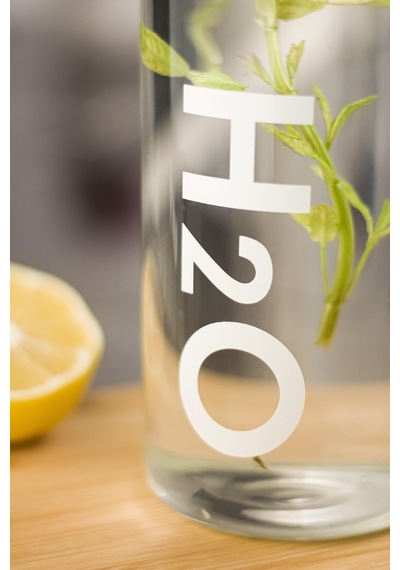 H2o Borosilikat Cam Matara Vakum Kapaklı Su Şişesi Suluk Beyaz 1000ML