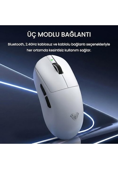 Aula V9 Pro Plus 26000 Dpı Paw3395 Sensör 8000hz Tri-mode Kablosuz Oyuncu Mouse Rgb Omron Switch Lightweight E-spor Gaming Mouse Beyaz