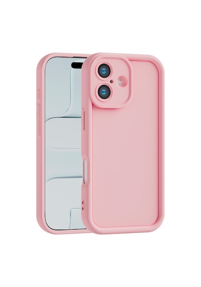 Apple Uyumlu iPhone 16 Plus Kamera Çıkıntılı Mat Silikon Telefon Kılıfı Pembe