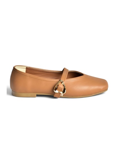 Fox Shoes Y726632609 Taba Kalp Toka Detaylı Kadın Babet