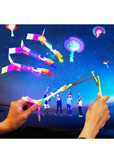 25 Adet Renkli Led Işıklı Sapan Çevirmeli Model Renkli Uçan Ufo Oyuncak Işıklı Sapan Tatil Hediyesi
