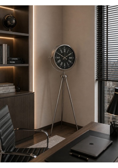 Krom İhtişam 150 X 45 Cm Metal Tripod Ayaklı Saat