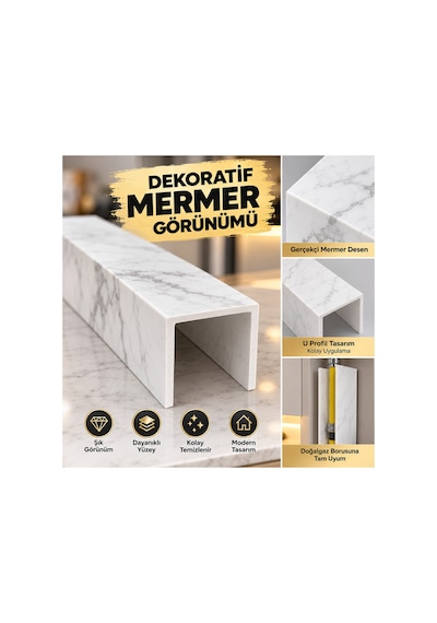 Marwood Doğalgaz Borusu Gizleme Mermer 65x9 Beyaz 33684313