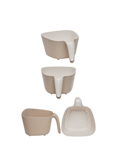 Porsima G-575 2 Parça Çok Amaçlı Plastik Süzgeç Bej Beyaz