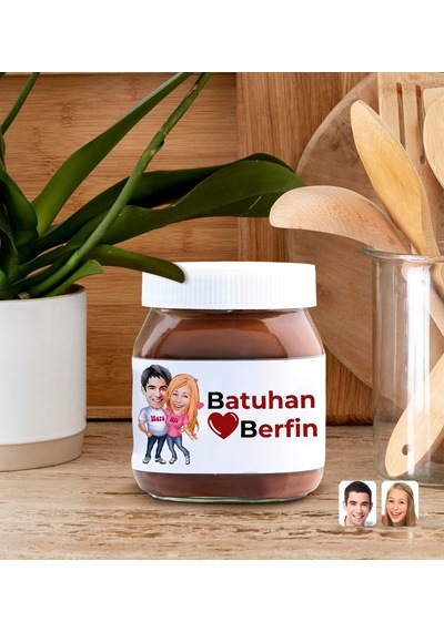 Bk Gift Sevgiliye Özel İsimli Papatya Kolye Ve Karikatürlü Nutella 400gr. Hediye Seti, Sevgililer Günü Hediye, Doğum Günü Hediyesi, Sevgiliye Hediye-8