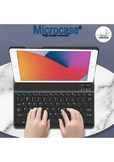 Apple Uyumlu iPad  8.Nesil 10.2 2020 Bluetooth Klavyeli Tablet Kılıf - Bkk1