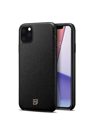 Spigen Apple Uyumlu iPhone 11 Pro Max İle Kılıf La Manon Câlin Premium Deri Tasarım Chic Black