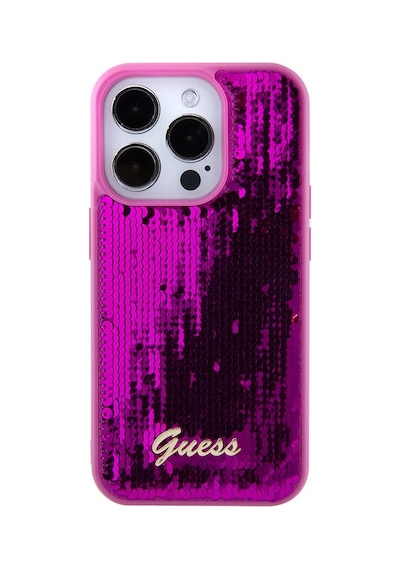 Apple Uyumlu iPhone 15 Pro Max Kılıf Guess Lisans Pullu Arka Yüzey Metal Yazı Logolu Sequin Script