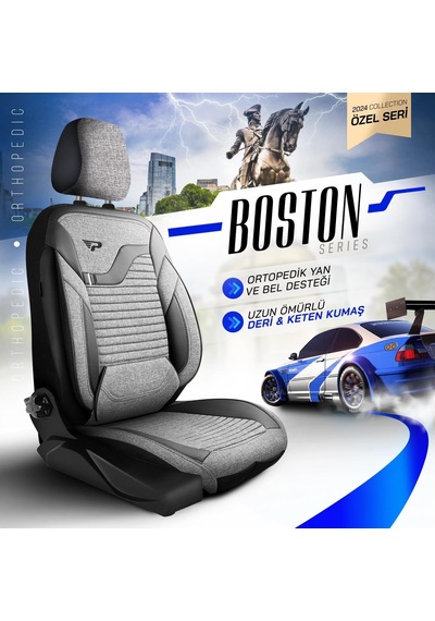 Panda Boston Serisi Keten Kumaş Oto Koltuk Kılıfı   - Tam Set