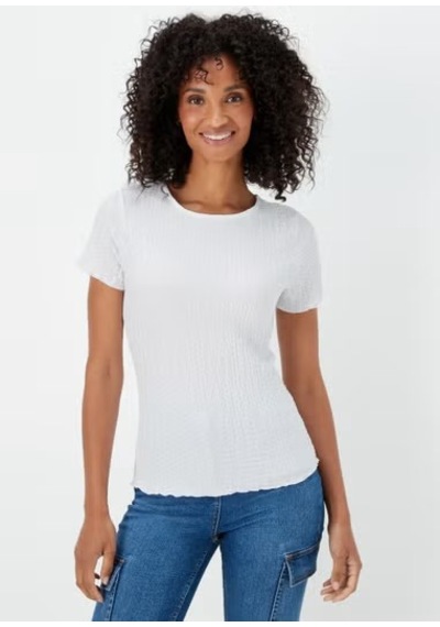 2499 Beyaz Dokulu Kadın T-shirt -90 Beyaz