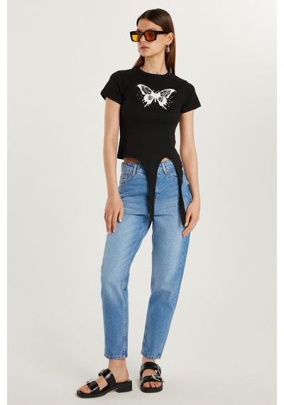 Tudors Kadın Regular Fit Boru Paça Mavi Jean Kot Pantolon-34151 Mavi