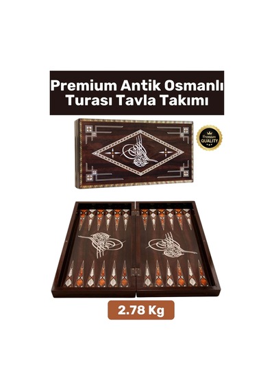 Premium Seri Yüksek Kaliteli Çizilmez Yıpranmaz Mıknatıslı Kapama Antik Osmanlı Turası Tavla Takımı