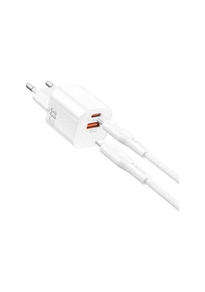 Wiwu Wi-g018 Cube Serisi Type-c To Lightning Gan Tech Pd Hızlı Şarj Kablolu Şarj Seti 33w Beyaz
