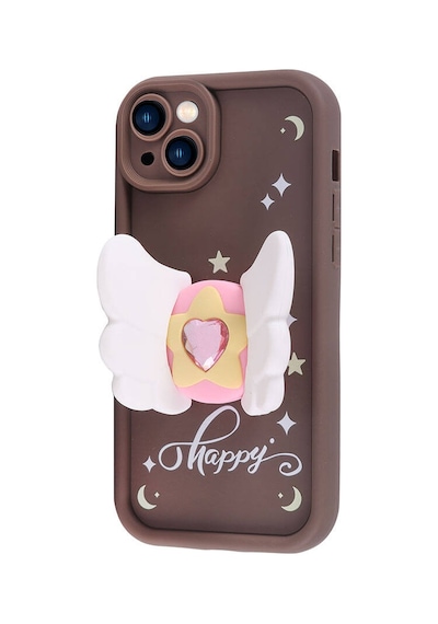 Zore İphone 14 Kılıf Kamera Korumalı Figür Tasarımlı Ogaa Kapya Kapak - Pembe Koyu