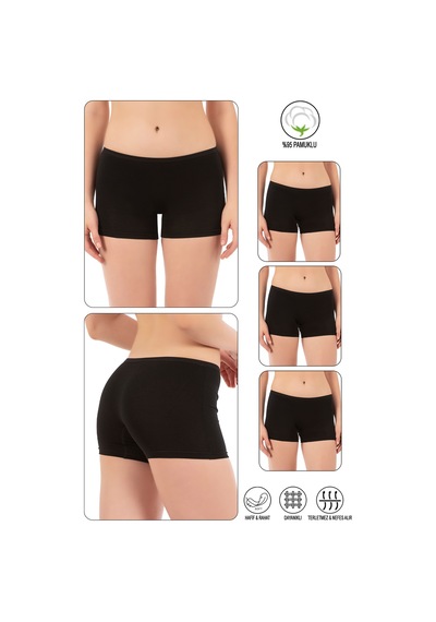 Özkan Underwear Özkan 0412 3'lü Paket Kadın Likralı %95 Pamuklu Süprem Esnek Rahat Boxer Şort Tayt Siyah Özkan Underwear Özkan 0412 3'lü Paket Kadın Likralı %95 Pamuklu Süprem Esnek Rahat Boxer Şort Tayt Siyah
