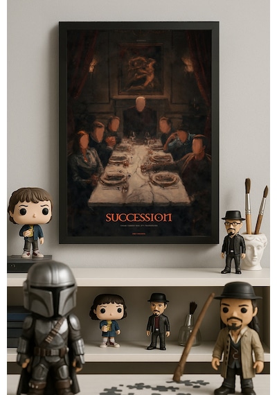 Succession Siyah Ahşap Çerçeveli Poster, Dekoratif Dizi Duvar Tablosu
