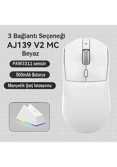 Aj139 V2 Mc 24.000 Dpı Paw3311 Ultra Hafif 3 Modlu Oyuncu Mouse - 500mah Batarya Diğer