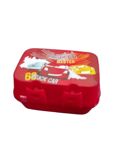 Kırmızı Yarış Arabası Desenli Çocuk Beslenme Kutusu Speed Master Stock Car 69 Lunch Box Açık Ahşap