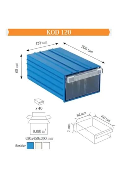 Sembol 120 Plastik Çekmeceli Kutu 123X200X80Mm (25 Adet)