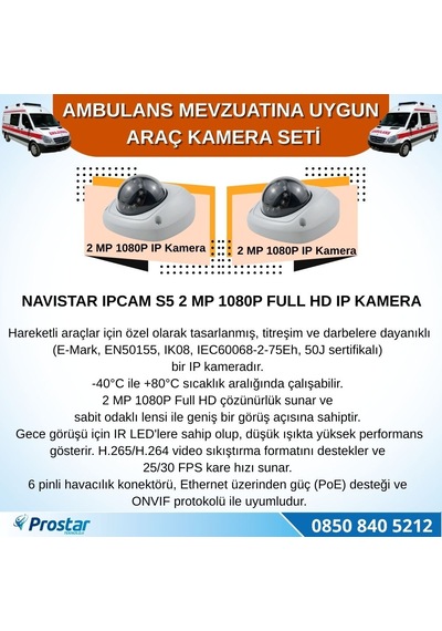 Ambulans Mevzuatına Uygun 1 Tb 2 Kameralı 8 Kanal Mobil Nvr Tak Kullan Set