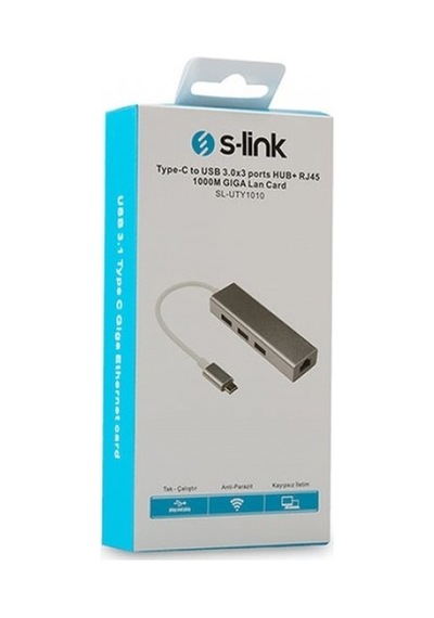 S Link Sl Uty1010 Tpye C To Usb 3.0 3 Ports Rj Gıgabıt Ethern