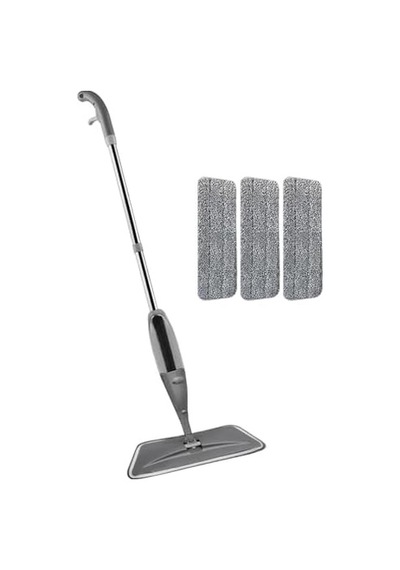 Sprey Mop Gri 3 Mikrofiber Mop Set Açık Gri