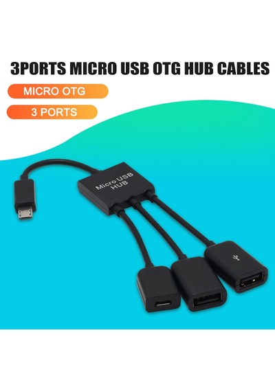 Çok Cihazlı Şarjlı Akıllı Telefonlar Ve Tabletler İçin 3'ü 1 Arada Mikro Usb Otg Hub Adaptörü