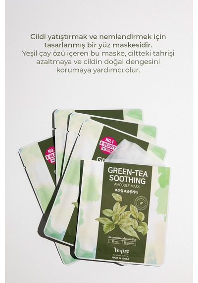 Ye:pre Green Tea Soothing Ampoule Mask Yeşil Çay Özlü Maske Kore 23 ML