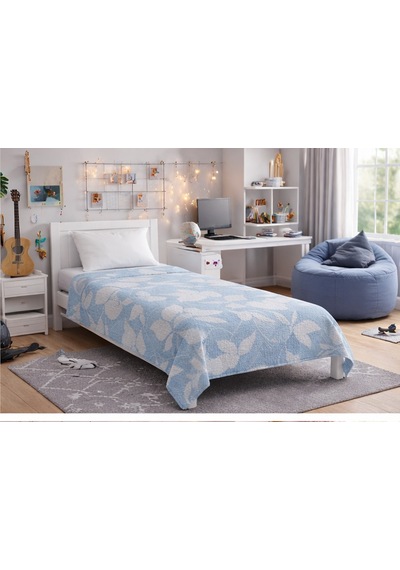 Amazon Ev Pamuk Dokuma Tek Kişilik Pike 160 240 Cm Yaprak Mavi