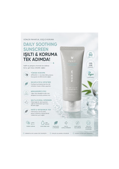 Defacto Mizon Inout Daily Soothing Sunscreen SPF50+ PA++++ Nemlendirici Yatıştırıcı Güneş Kremi 50 ml G7611AXNS