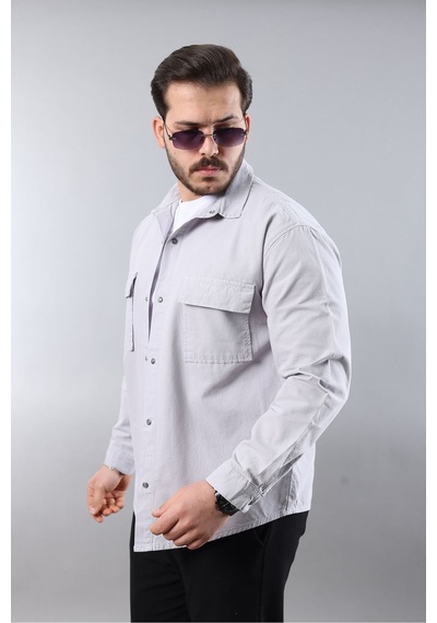Little Cup Jeans Co Erkek Relax Fıt Kalıp Pamuklu Taş Kot Gömlek
