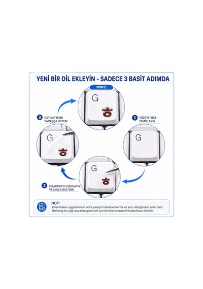 Korece Klavye Etiketi 3d Uv Kabartmalı 46 Adet Şeffaf Sticker Notebook Ve Masaüstü Uyumlu Kırmızı