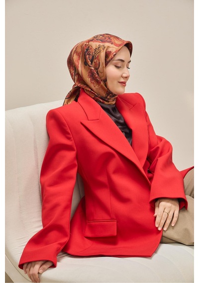Silk Home Tivil İpek Eşarp Ist 11512- 23 Bordo Etnik Desen