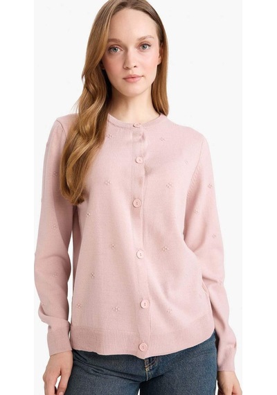 Defacto Regular Fit Bisiklet Yaka Triko Hırka G7634ax26sppn681 Pembe-pn681