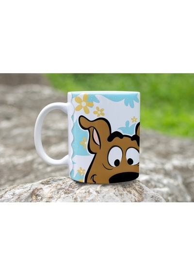 Scooby Doo Kupa Bardak - Renkli Çizgi Film Tasarım - Komik Ve Eğlenceli Karakterli Bardak Beyaz