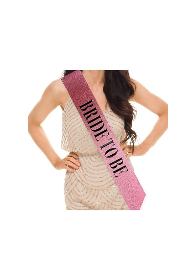 Pembe - 208 - Üzeri Siyah Büyük Bride To Be Yazılı Simli Işıltılı Kuşak Kemer 10 - Csmo-tex - Cm Genişlik