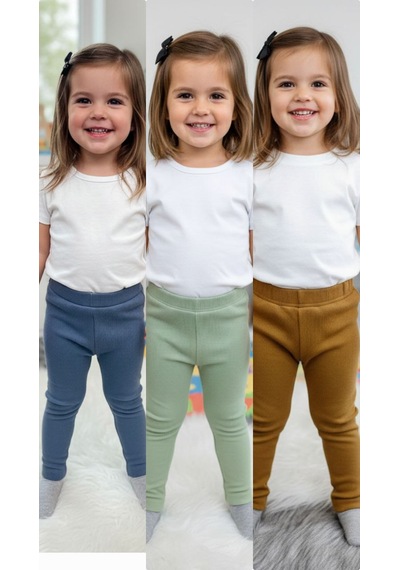 Mj Kids Kız Çocuk Tayt 3 Adet Tayt Aynı Beden Farklı Renk Karışık
