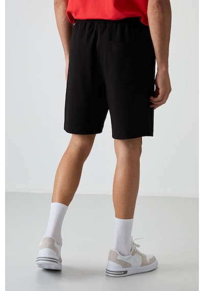 Air Jones Tommy Life Siyah Pamuklu Kalın Yumuşak Dokulu Comfort Fit Basic Erkek Şort - 81274 Siyah