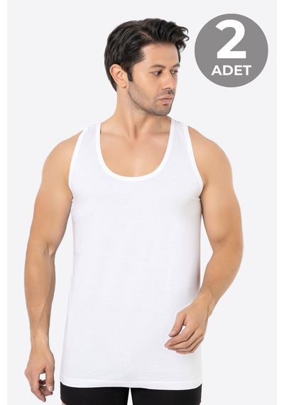 Arma Yıldız Erkek Beyaz Bambu Atlet 2'li Paket Yumuşak Esnek İnce Kumaş Nefes Alan Atlet Beyaz