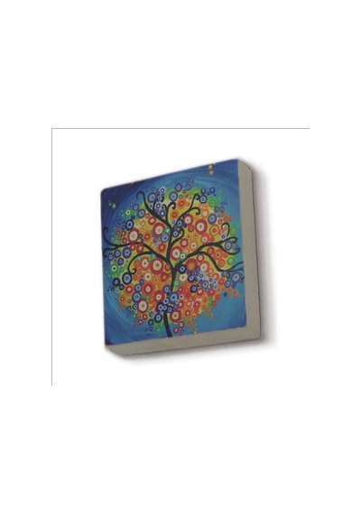 Ağaç Baskılı Taş Magnet 5x5