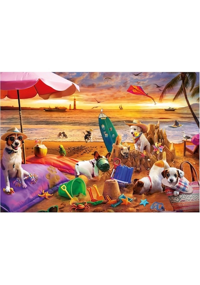 Educa 1000 Parça Sahilde Oynayan Köpekler Puzzle - 20312 - Dogs Playing On The Beach